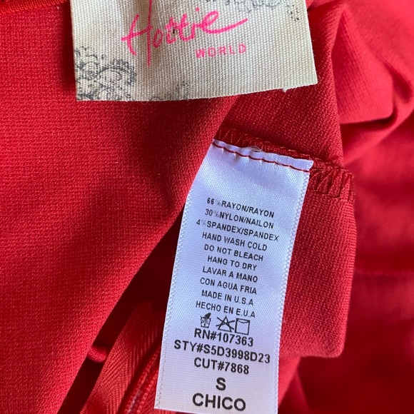 Red deep v cutout cocktail club dress - Picture 4 of 5